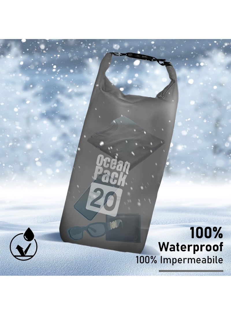 Huitich 20L Grey Double-Strap Waterproof Outdoor Sport PVC Bag - Image 2