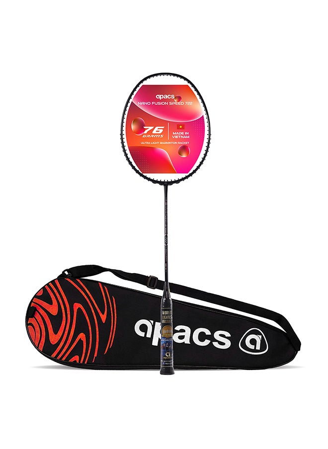 Apacs - Nano Fusion Speed 722 Graphite Unstrung Badminton Racket with Full Racket Cover | For Intermediate Players | 76 grams | Maximum String Tension - 30lbs - Image 1