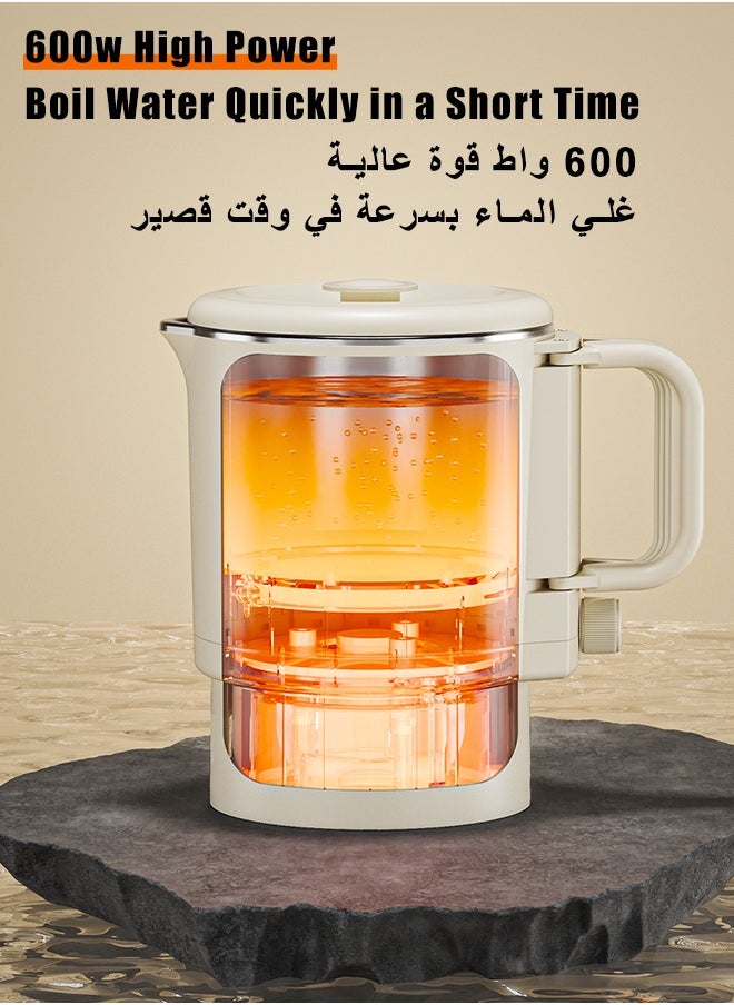 Kawu - Foldable Travel Electric Kettle, 800ml Collapsible Portable Tea Kettle, 304 Stainless Steel Mini Crock Pot Electric Teapot with Auto Shut Off, Small Water Boiler for Travel, Camping, RV, Home - Image 1