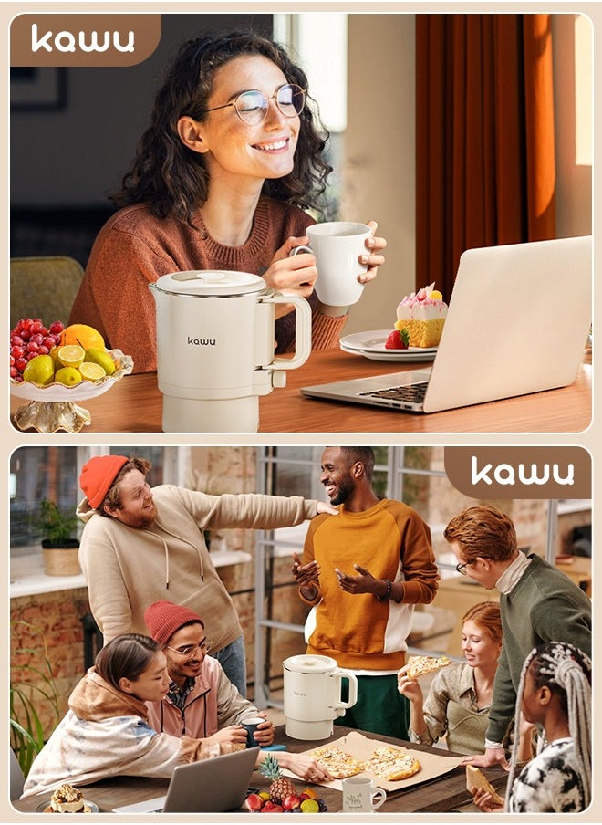 Kawu - Foldable Travel Electric Kettle, 800ml Collapsible Portable Tea Kettle, 304 Stainless Steel Mini Crock Pot Electric Teapot with Auto Shut Off, Small Water Boiler for Travel, Camping, RV, Home - Image 1