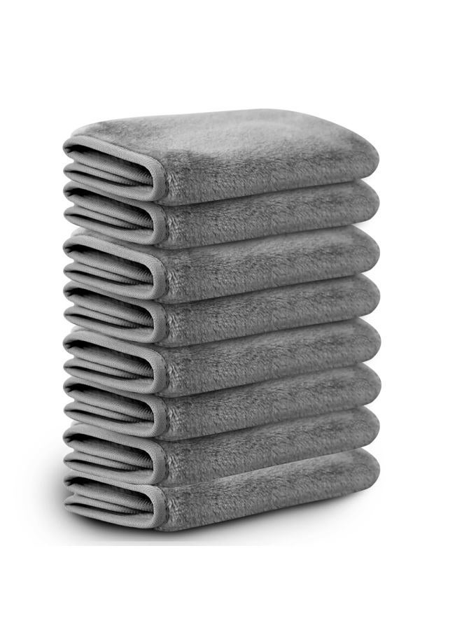 Nugilla Reusable Face Wash Cloths, 8 Pack Soft Microfiber Makeup Remover Towels for Women (Cool Grey) - Image 1