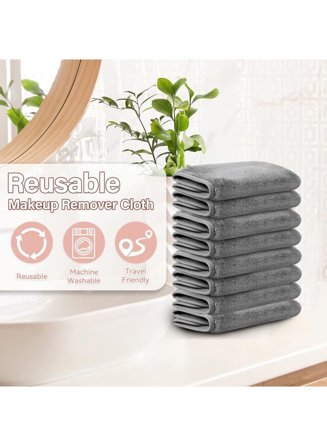 Nugilla Reusable Face Wash Cloths, 8 Pack Soft Microfiber Makeup Remover Towels for Women (Cool Grey) - Image 5