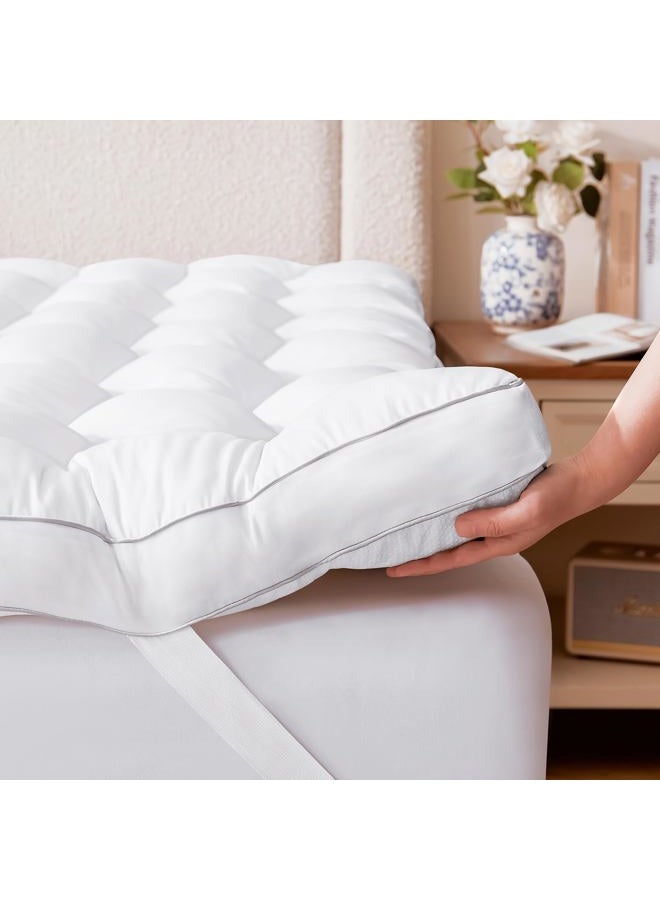 Decroom 3 Inch Memory Foam Mattress Topper Queen for Back Pain Relief, Filled with Breathable Memory Foam Pillow Topper Soft Fluffy Supportive Bed Mattress Pad, 80x60x3 in - Image 1