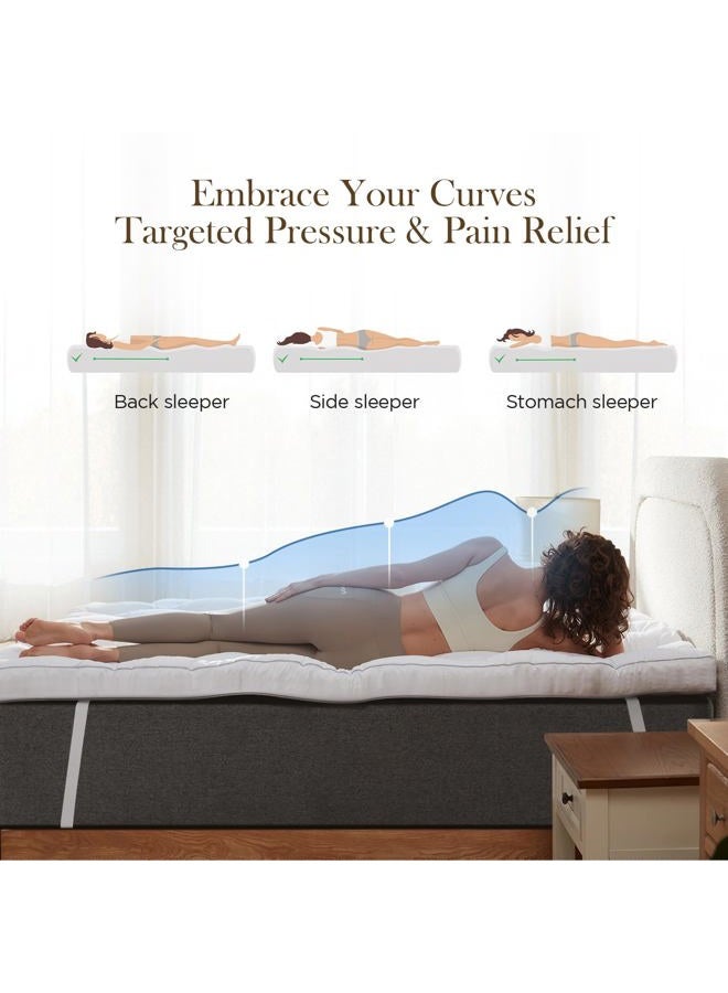 Decroom 3 Inch Memory Foam Mattress Topper Queen for Back Pain Relief, Filled with Breathable Memory Foam Pillow Topper Soft Fluffy Supportive Bed Mattress Pad, 80x60x3 in - Image 3