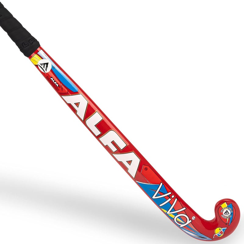 ALFA عصا هوكي فيفا المركبة مع حقيبة العصا وكرة مجوفة مجانية (أحمر/انحناء منخفض، 37 بوصة) - Image 1