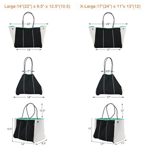 QOGiR Neoprene Multipurpose Beach Bag Tote with Inner Zipper Pocket (Black, X-Large) … - Image 5