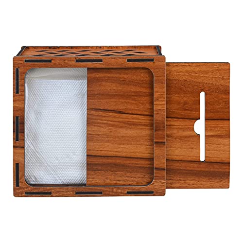 Deskart Wooden Tissue Paper Box | Refillable Facial Napkin Holder Stand with Tissue Paper Pack for Kitchen Dining Table, Resturant and Cafe (Square) - Image 5