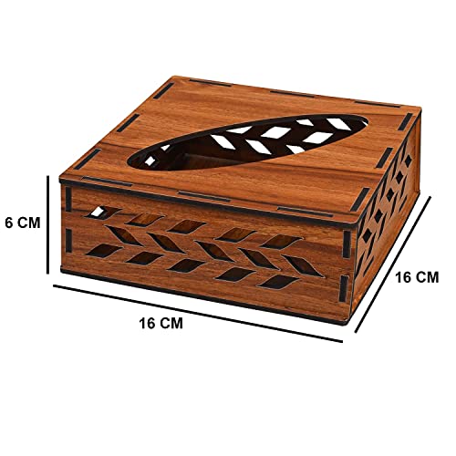 Deskart Wooden Tissue Paper Box | Refillable Facial Napkin Holder Stand with Tissue Paper Pack for Kitchen Dining Table, Resturant and Cafe (Square) - Image 4