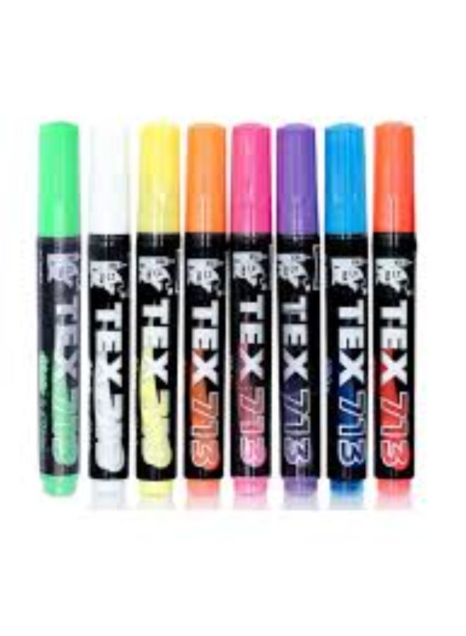 White and Black Board Marker Tex713 Pack of 8 Multicolors