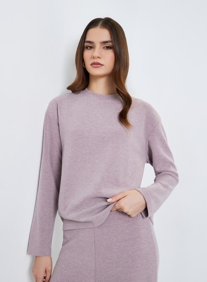 Styli Women Lilac Knit Top and Pants Co-Ords - Image 3