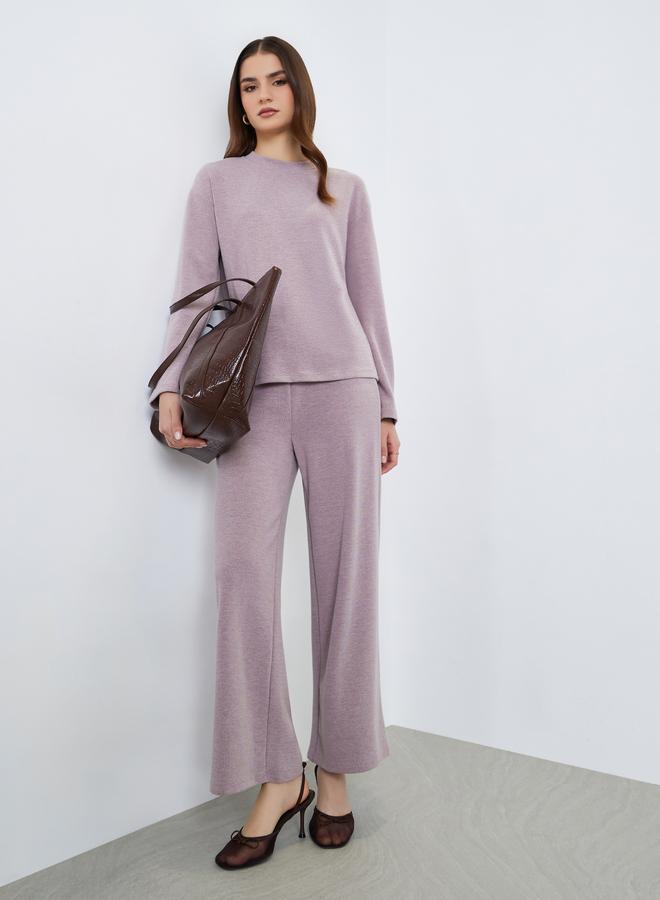Styli Women Lilac Knit Top and Pants Co-Ords - Image 2