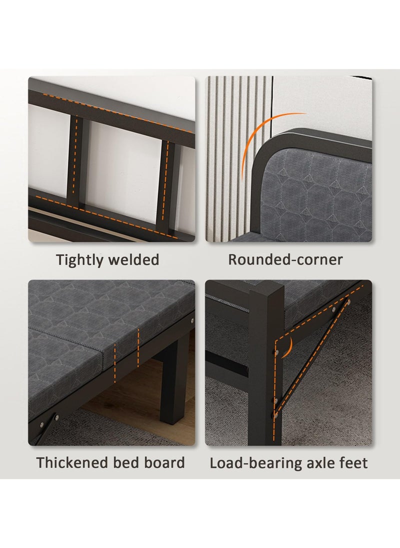 XiuWoo Queen Size Roll Away Folding Bed with Mattress with Soft-padded Headboard Sturdy Carbon Steel Frame, Thickened Mattress, Skin-Friendly Fabric, Easy to Fold and Store, 500KG Max Load Capacity,190 * 90cm  - Image 4