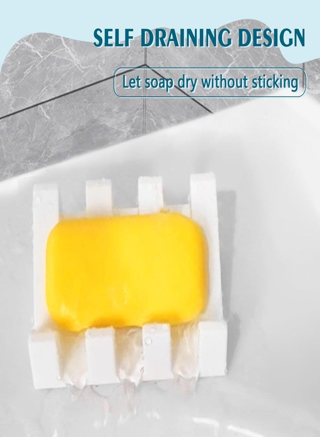 Coipdfty Soap Dishes, Silicone Shower Soap Dish with Drianage, Bar Soap Holder & Saver Waterfall Self-Draining to Keep Your Bar Soap Organized and Clean (1, White) - Image 4