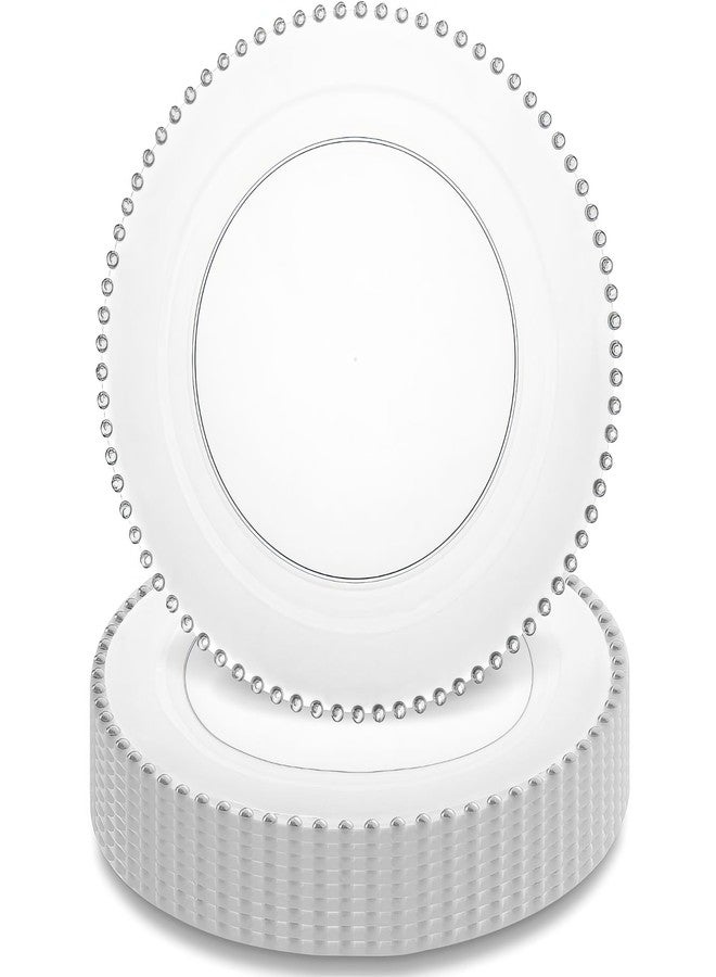 Decor Decorline مجموعة أطباق بلاستيكية شفافة وفضية مزينة بالخرز - 7.5 بوصة (عبوة من 10 أطباق)، أدوات مائدة بتصميم أنيق، مثالية للمناسبات الخاصة والتجمعات الراقية. - Image 1