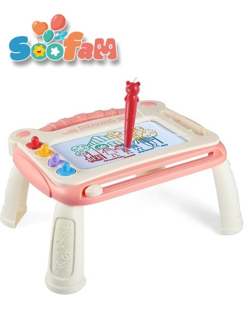 Magnetic Painting  Board Table,Magnetic Drawing Board Early Development Toys  for Kids, Erasable Doodle Board Writing Painting Sketch Pad Toy, Pink Color   30×23.5×16cm