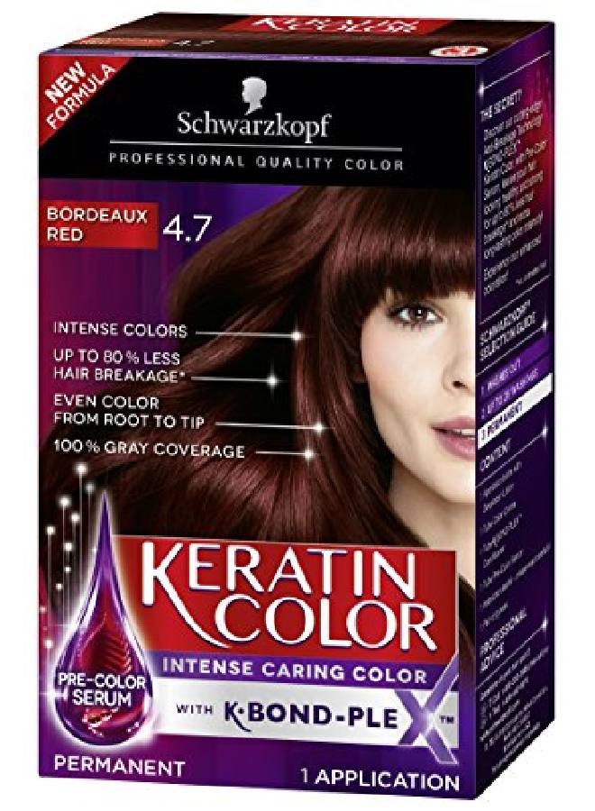 Schwarzkopf Keratin Color Antiage Hair Color Cream 4.7 Bordeaux Red (Packaging May Vary) - Image 2