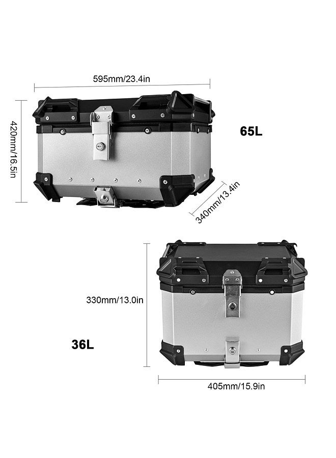 Generic 36L Motorcycle Rear Trunk Aluminum Alloy Luggage Case Quick Release Motorbike Tail Storage Box Waterproof & Shock Absorption with 2 Keys Reflective Sticker  - Image 2