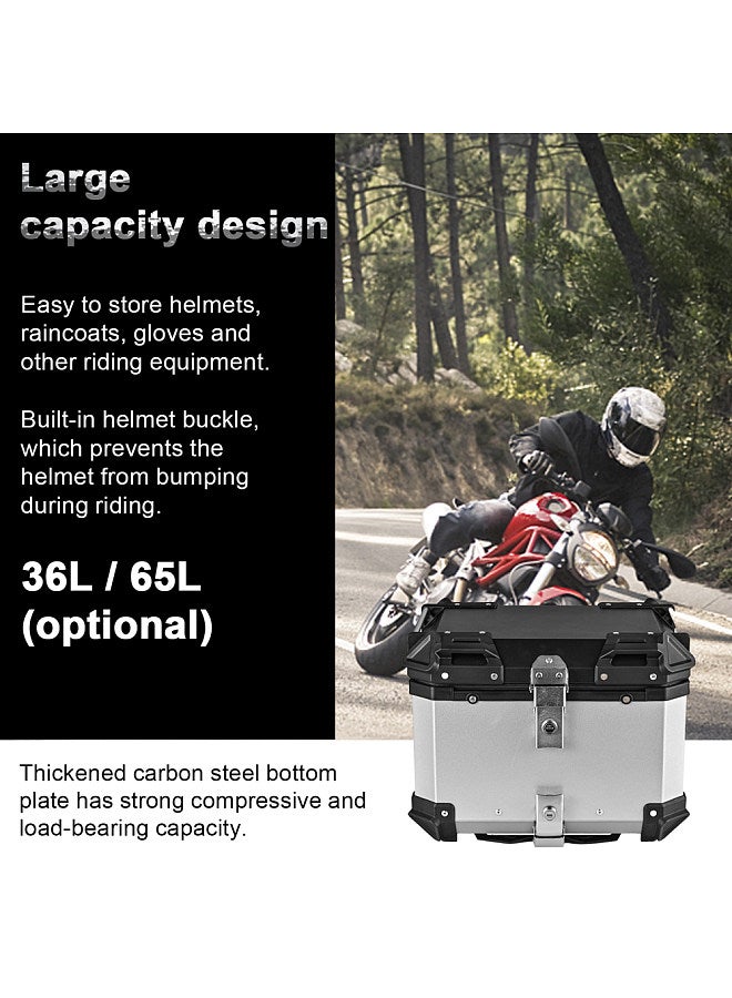 Generic 36L Motorcycle Rear Trunk Aluminum Alloy Luggage Case Quick Release Motorbike Tail Storage Box Waterproof & Shock Absorption with 2 Keys Reflective Sticker  - Image 3