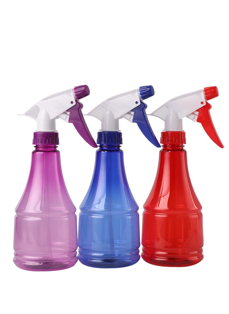 LAWAZIM Colored Spray Kit - 3 Piece 350ml - Refillable Transparent Plastic Spray Bottles with Adjustable Nozzle and Leak-Proof Cap - Ideal for Cleaning, Gardening, Hair Care & Pet Use - Number 5 