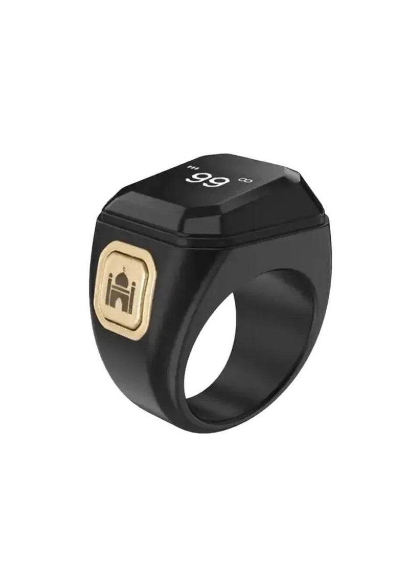 BSTWSH Smart Istighfar Ring with Tasbeeh Counter up to 9999 and OLED Screen, Vibration Alerts, App Sync – Black – Size 22  - Image 1