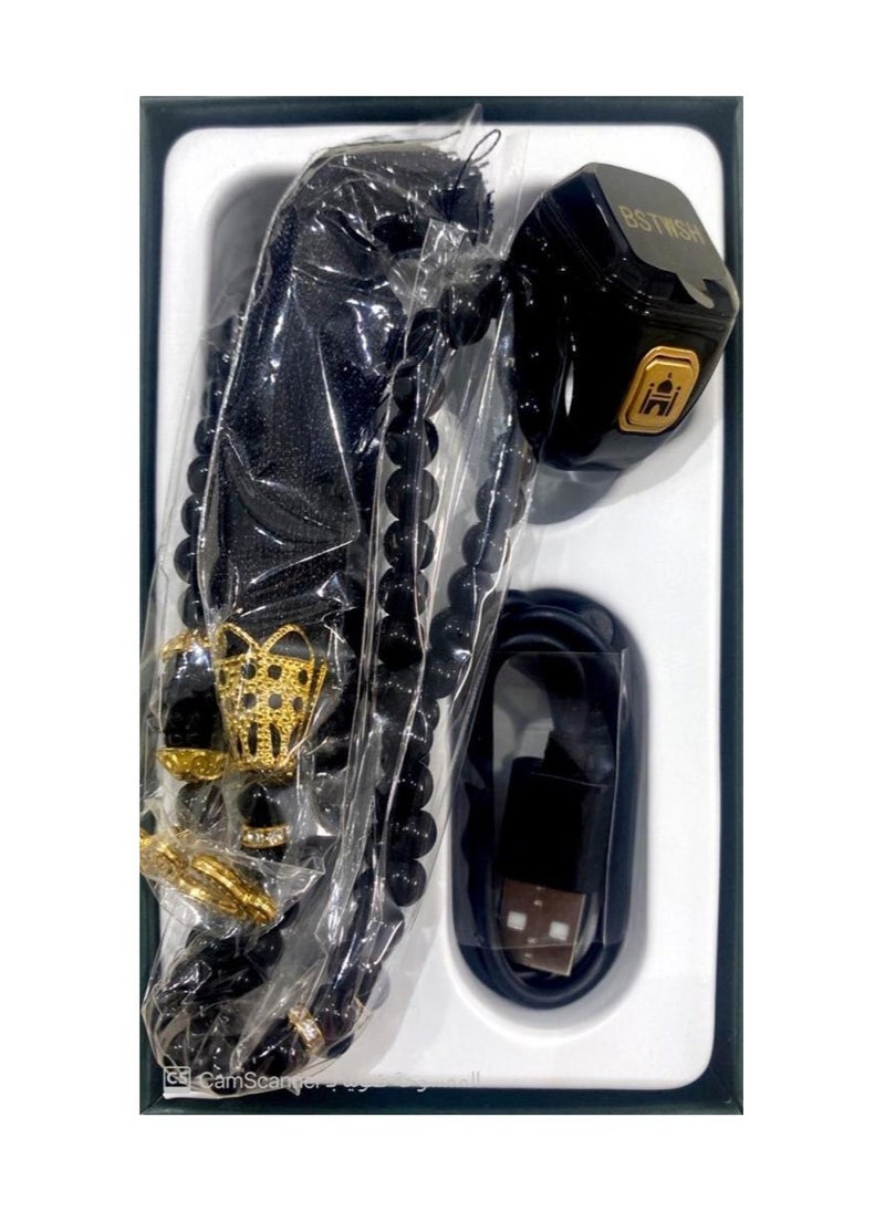 BSTWSH Smart Istighfar Ring with Tasbeeh Counter up to 9999 and OLED Screen, Vibration Alerts, App Sync – Black – Size 22  - Image 2