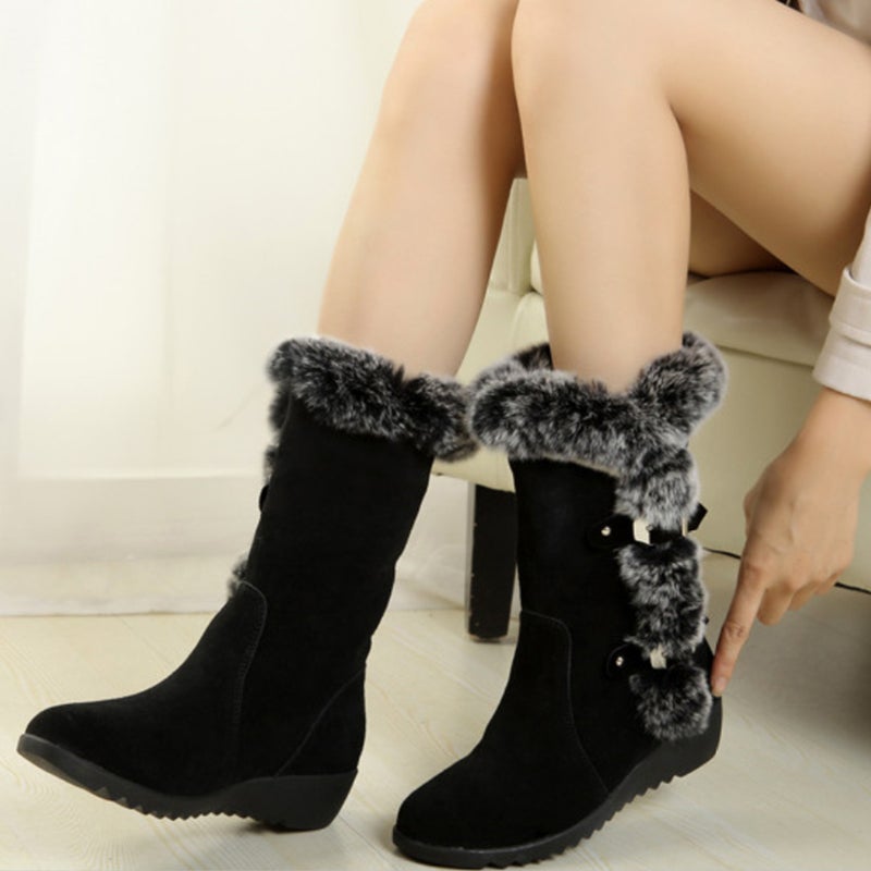 1 Pc Autumn Winter Women Middle Tube Plush Boots Winter Shoes(Size 39) - Image 1