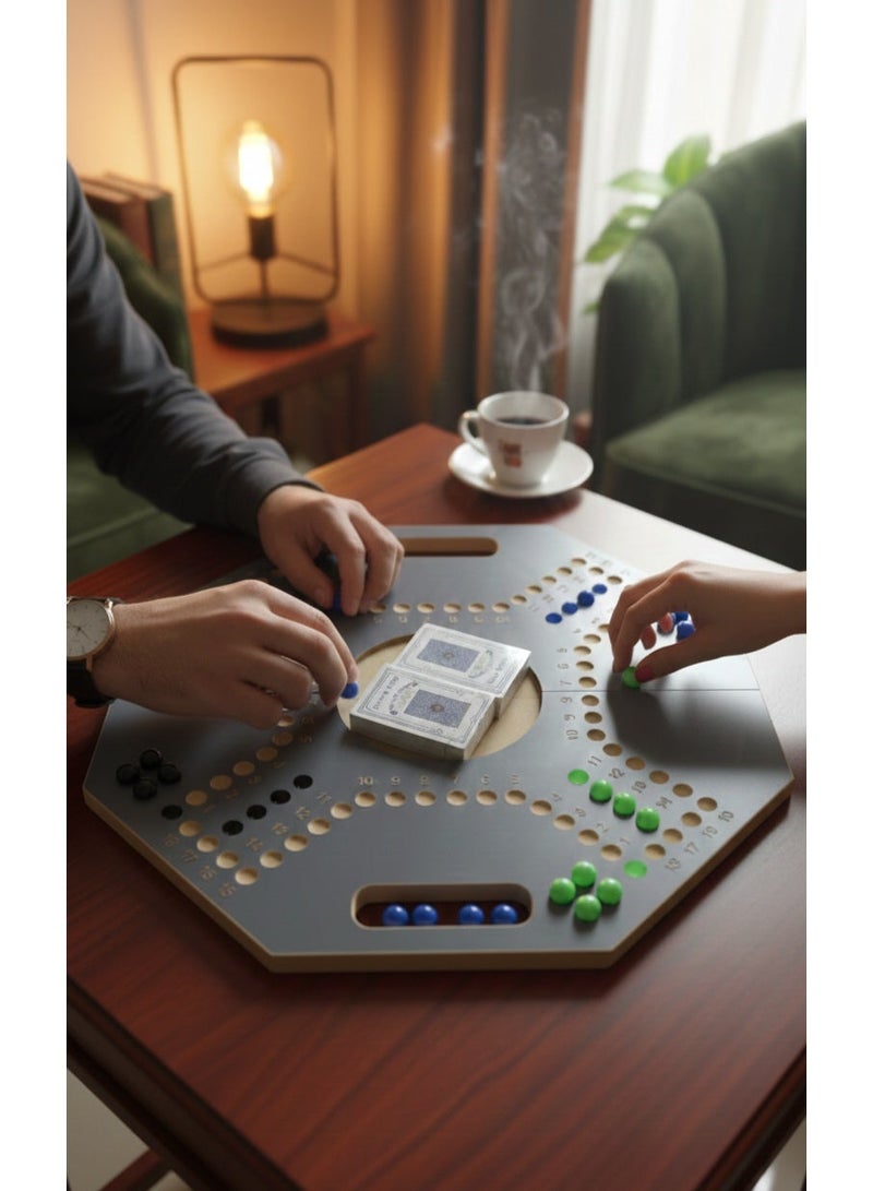Jackaroo Wooden Board Game with Marbles & Playing Cards – Classic Family Game - Image 2