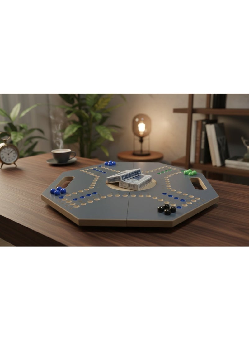 Jackaroo Wooden Board Game with Marbles & Playing Cards – Classic Family Game - Image 3