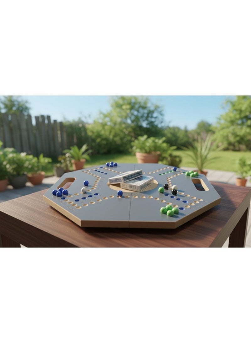 Jackaroo Wooden Board Game with Marbles & Playing Cards – Classic Family Game - Image 4
