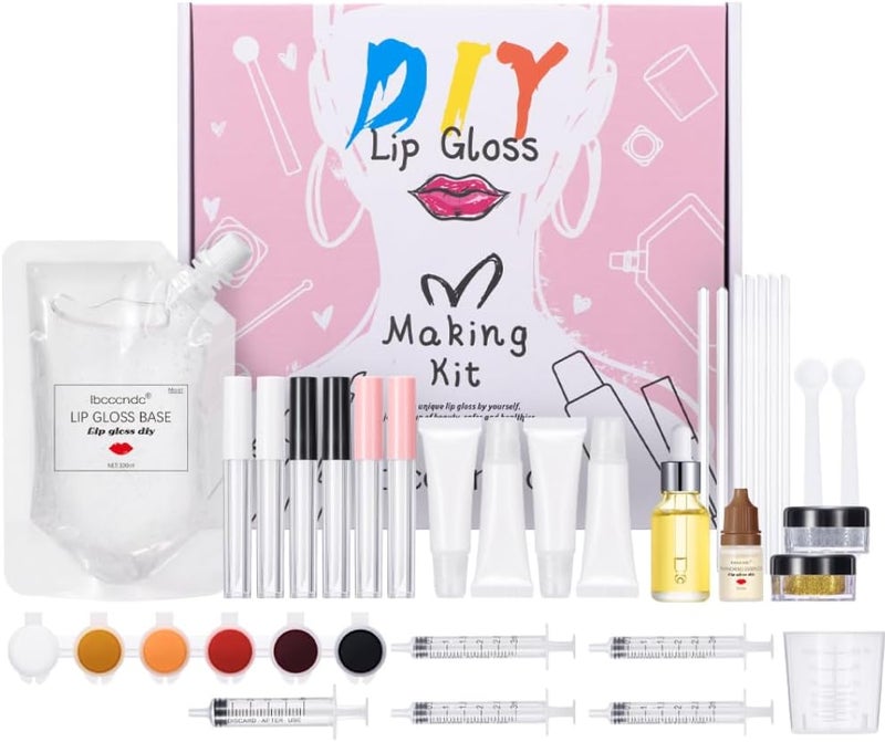 DIY Lip Gloss Making Kit Moisturizing Lip Stain Handmade Set Fun Makeup Gift Set for Women Girls