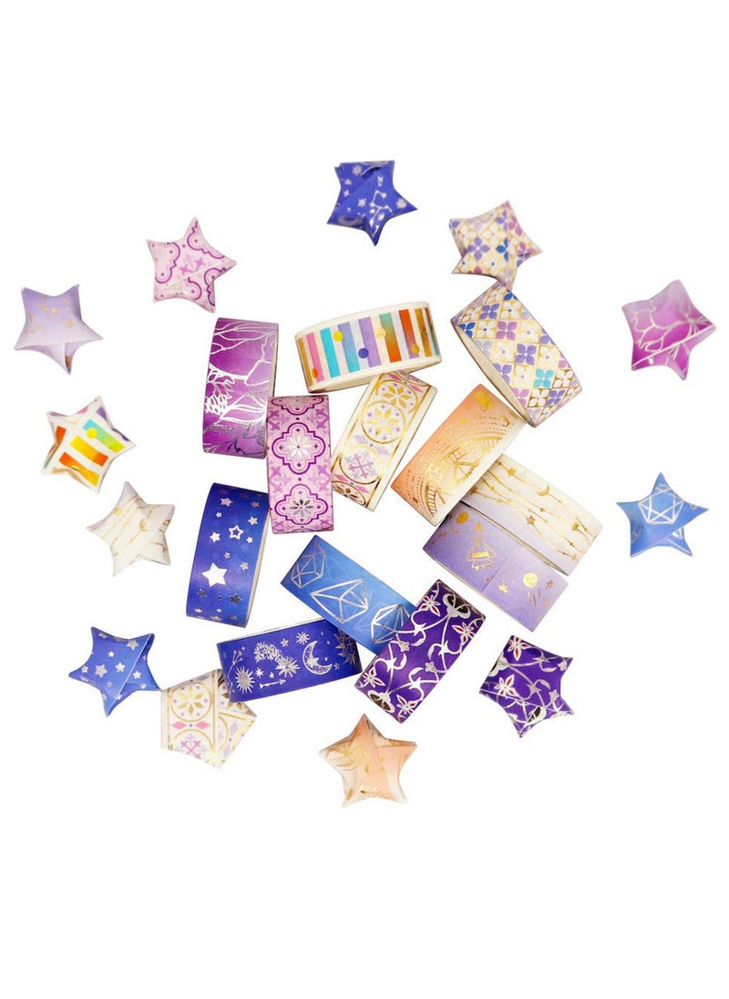 Excefore Poetic Gold Washi Tape Set, Floral Silver Foil Masking Tape Decorative for Arts, DIY Crafts, Journal Supplies, Planners, Scrapbook, Card, Gift Wrapping15mm (Purple Night 12 Rolls)  - Image 3