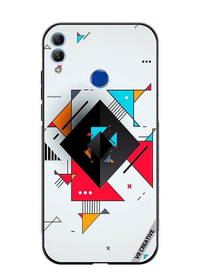 Protective Case Cover For Honor 10 Lite Geometric Abstract Design Multicolour