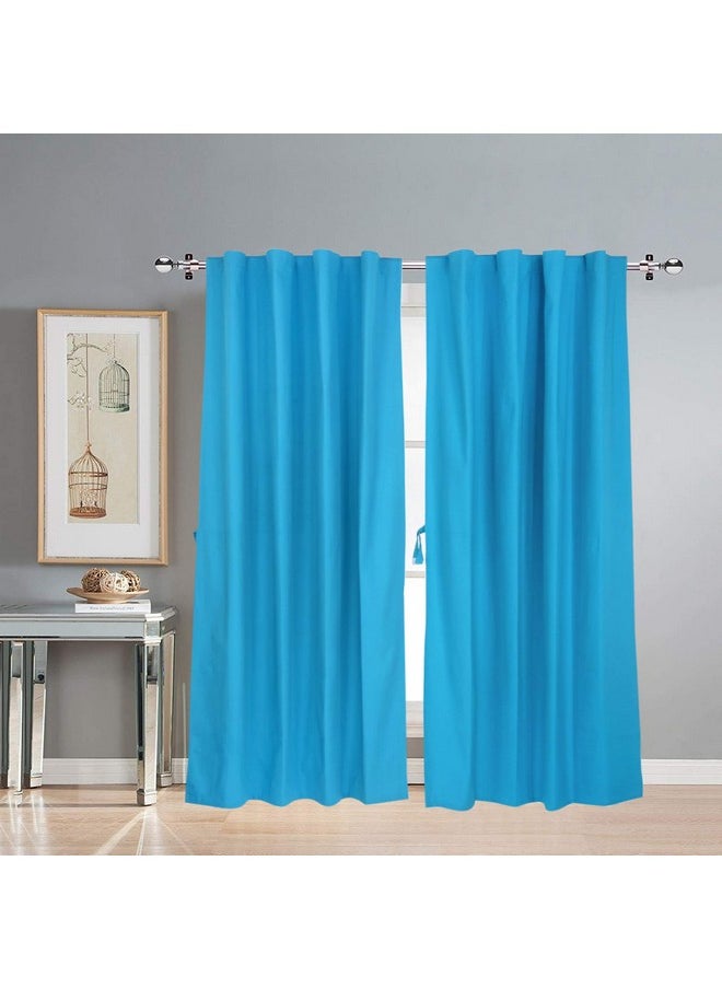 LINENWALAS LINENWALAS Cotton Curtains Set of 2, Canvas Door Curtains for Home Decor, Hangs Elegantly with Back Loops (4.5ft x 7 ft, Turquoise)  - Image 1