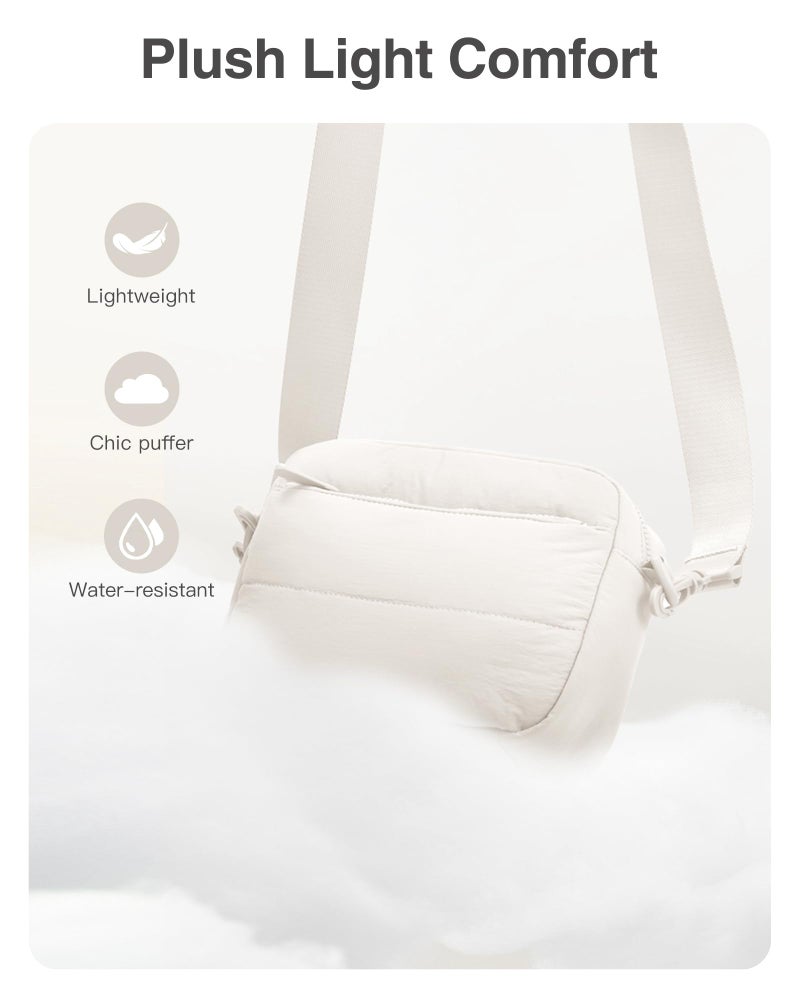 Gitus Crossbody Bags for Women Small Puffy Shoulder Handbag Travel Cross Body Purse with RFID Blocking Cards Slot and Adjustable Strap (Ivory) - Image 5