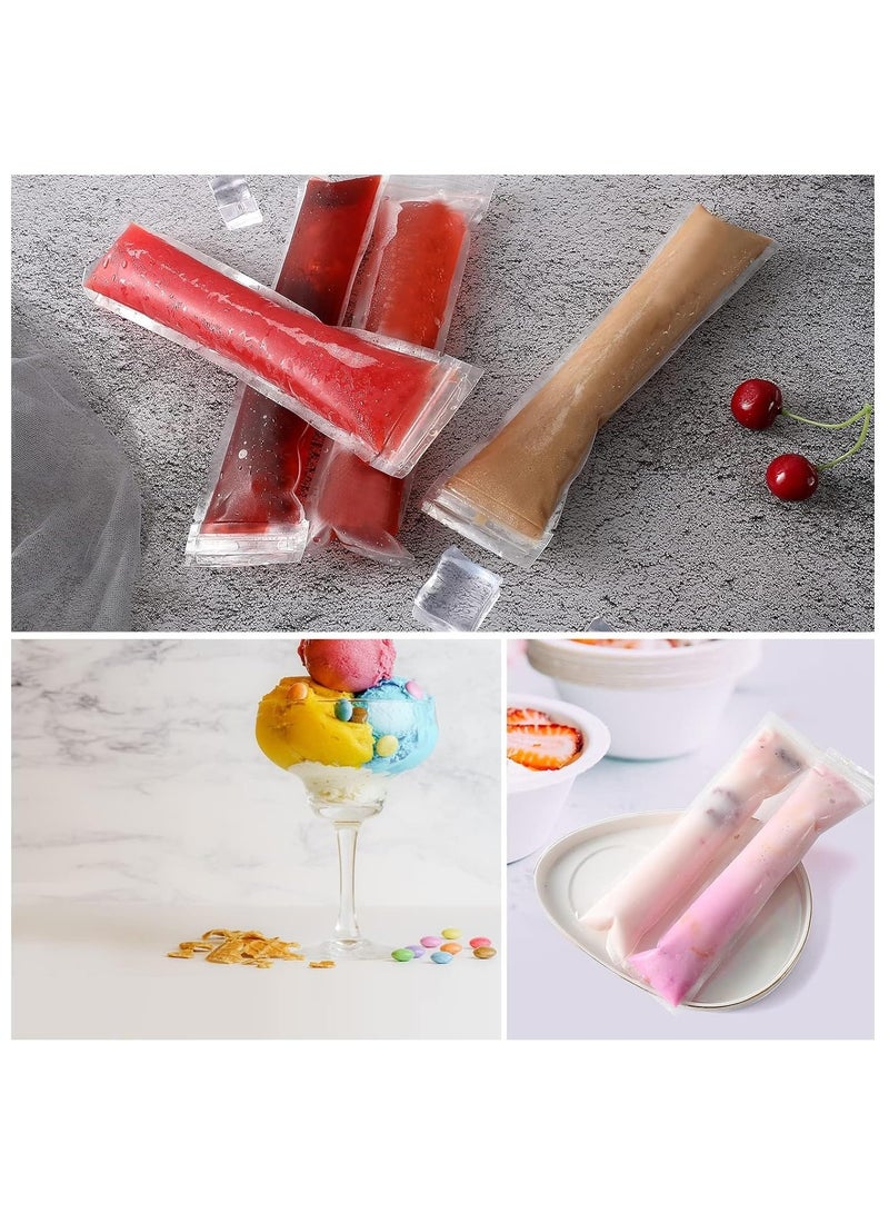 DELGREEN 200 Pieces Popsicle Bags, Disposable Ice Popsicle Mold Bags, Ice Pop Mold Bags with Funnel, Pop Mold Bags for Healthy Snacks, Yogurt Sticks, Juice, Fruit Smoothies (Clear)  - Image 5