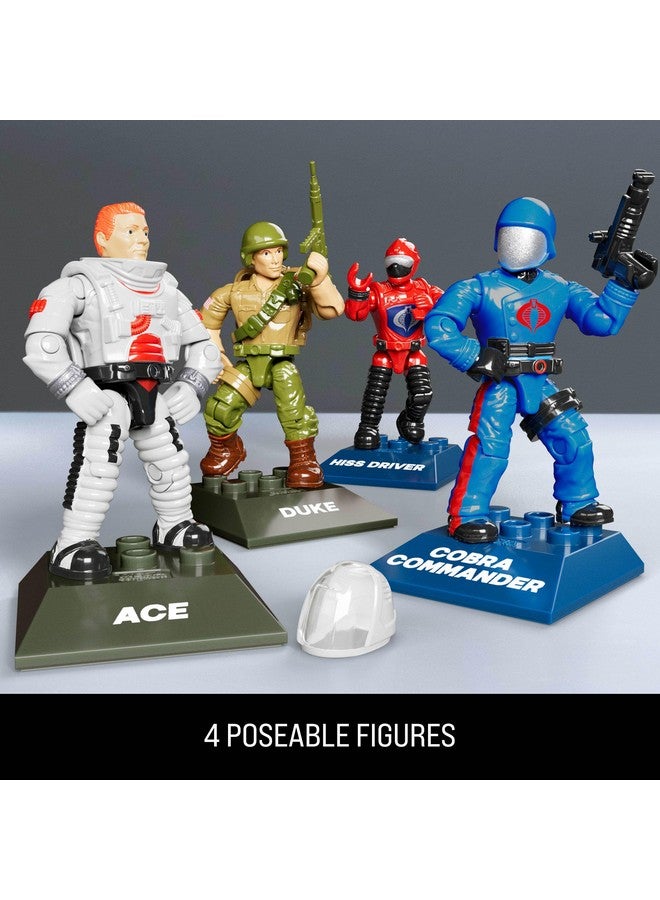 Mega Brands ألعاب بناء MEGA G.I. Joe للشخصيات المتحركة، Skystriker XP-14F ضد Cobra H.I.S.S. مع 617 قطعة، 4 شخصيات قابلة للتشكيل، لجمعها - Image 4
