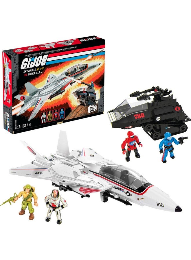 Mega Brands ألعاب بناء MEGA G.I. Joe للشخصيات المتحركة، Skystriker XP-14F ضد Cobra H.I.S.S. مع 617 قطعة، 4 شخصيات قابلة للتشكيل، لجمعها - Image 1