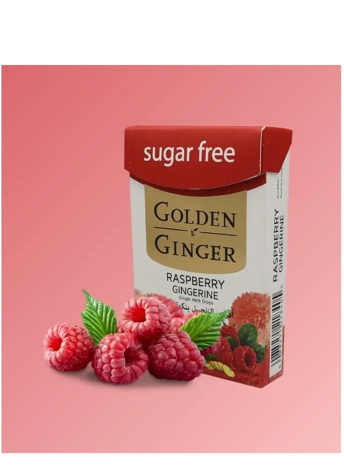 GOLDEN GINGER Raspberry Flavored Sugar-Free Ginger Lozenges Soothing and Moisturizing Throat Lozenges - 45g  - Image 1
