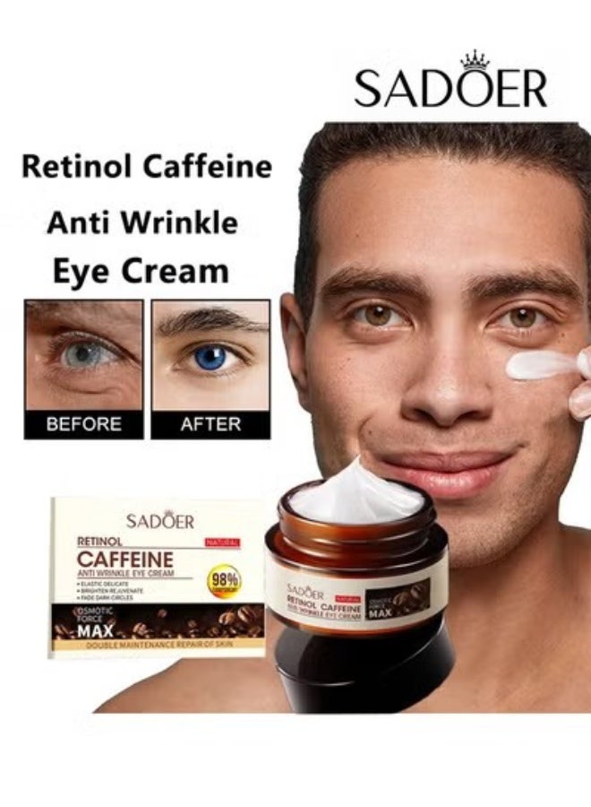 SADOER Men's Eye Cream, Retinol Caffeine Anti Wrinkle Eye Cream, Elastic Delicate, Brighten Rejuvenate, Fade Dark Circles, Eye Treatment for Men - Image 1