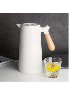 Arabest Thermal Carafe, 34oz Thermal Vacuum Carafe with Glass Liner and Wood Handle Insulated Coffee Carafe for Coffee Tea Hot or Cold Drinks(1 Liter, White)  - Image 5