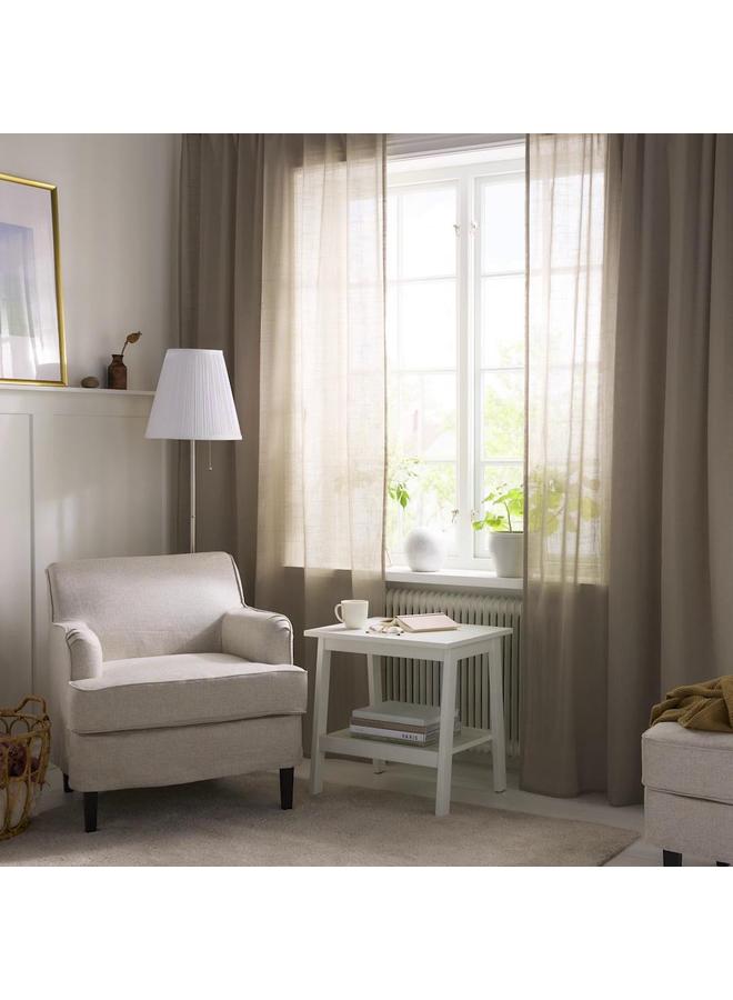 إيروريكس ستائر شفافة، زوج واحد، مع شريط رأسي/بيج، 145×300 سم - Image 2