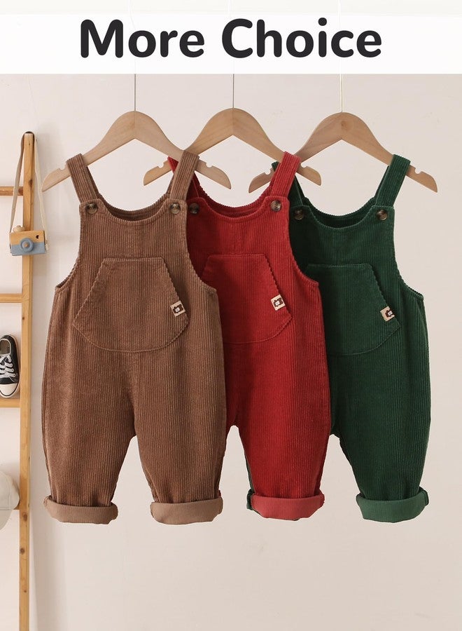 Happy Cherry Toddler Corduroy Suspender Pants Baby Girl Boy Bib Adjustable Button Overalls Soft Solid Romper with Pockets - Image 5