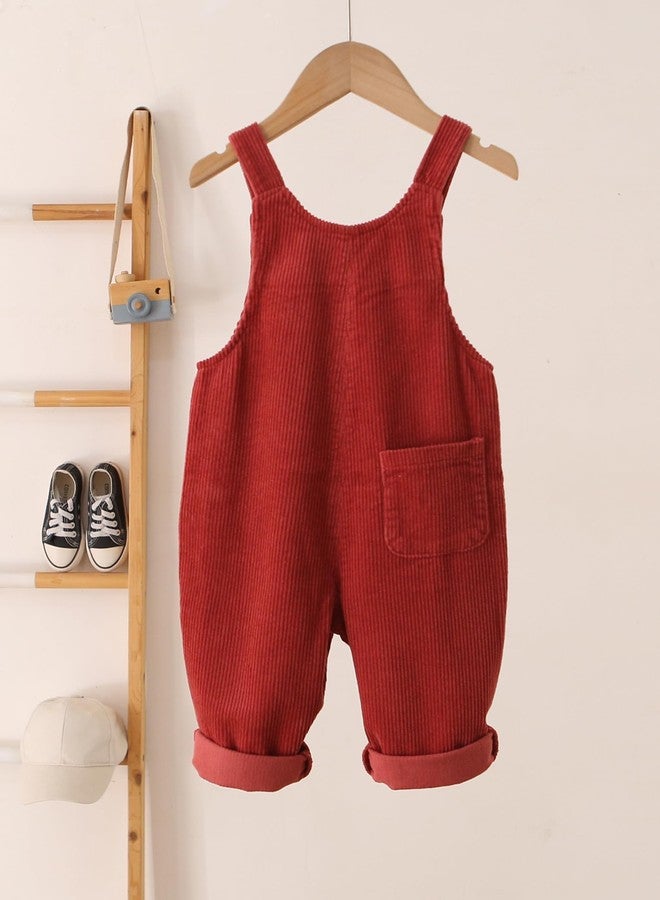 Happy Cherry Toddler Corduroy Suspender Pants Baby Girl Boy Bib Adjustable Button Overalls Soft Solid Romper with Pockets - Image 2