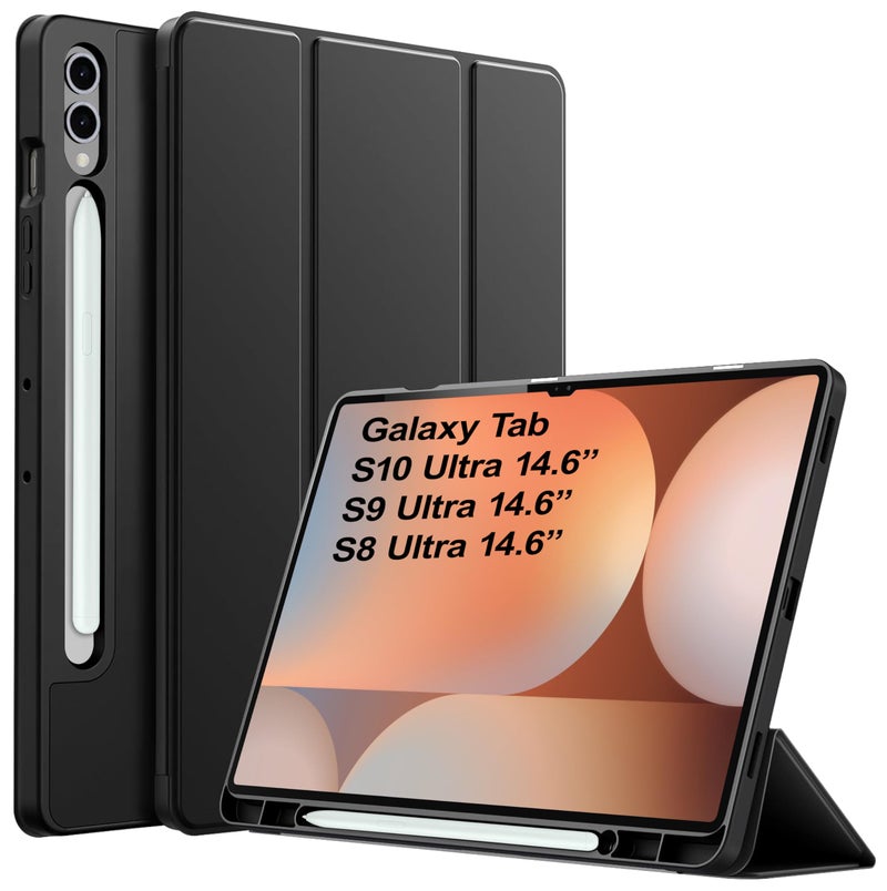 TGK Case for Samsung Galaxy Tab S10 Ultra/Tab S9 Ultra 14.6 Inch/Tab S8 Ultra 14.6 Inch Trifold Smart Stand Cover (Black) - Image 1