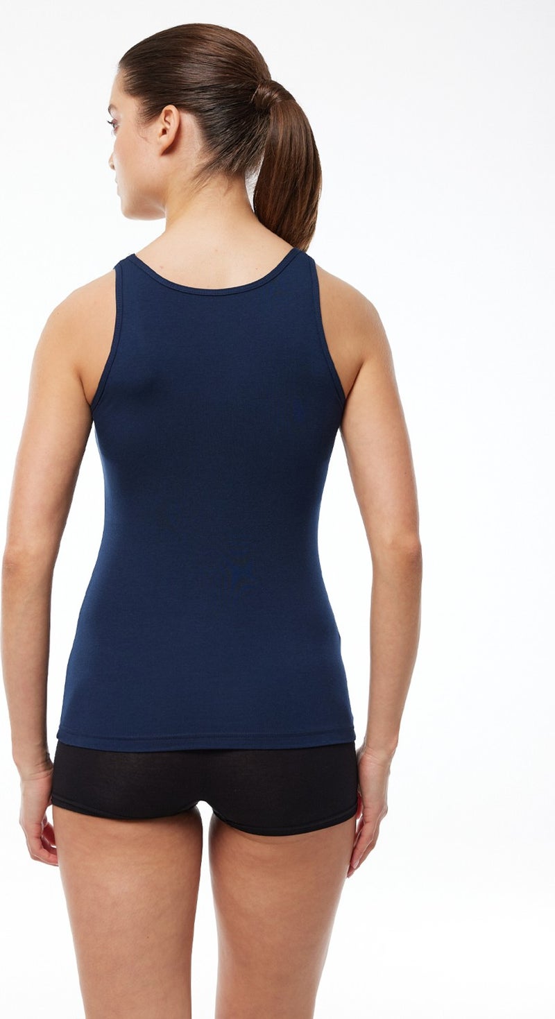 Malabadi Women's Navy Blue 2 Pack Thick Strappy Modal Undershirt 139  - Image 3