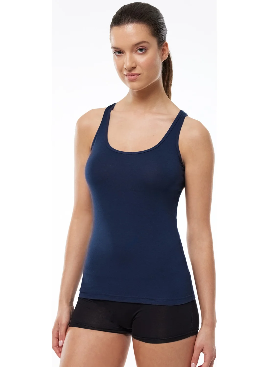 Malabadi Women's Navy Blue 2 Pack Thick Strappy Modal Undershirt 139