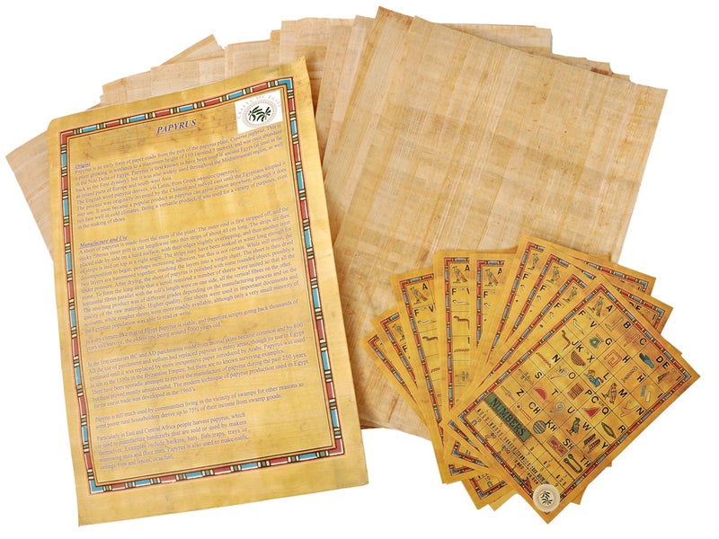 CraftsOfEgypt Egyptian Papyrus Blank Paper Set of 10 Sheets for Art Projects Scrapbooking Album Refill Scrolls and Teaching Ancient Hieroglyphic History 8x12in 20x30cm 