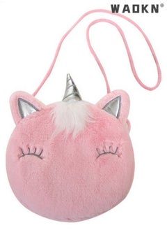 Cute Unicorn-shaped Shoulder Bag for Girls, Personalized Cartoon Crossbody Bag for Children, Soft Plush Sling Bag for Kids (Pink)