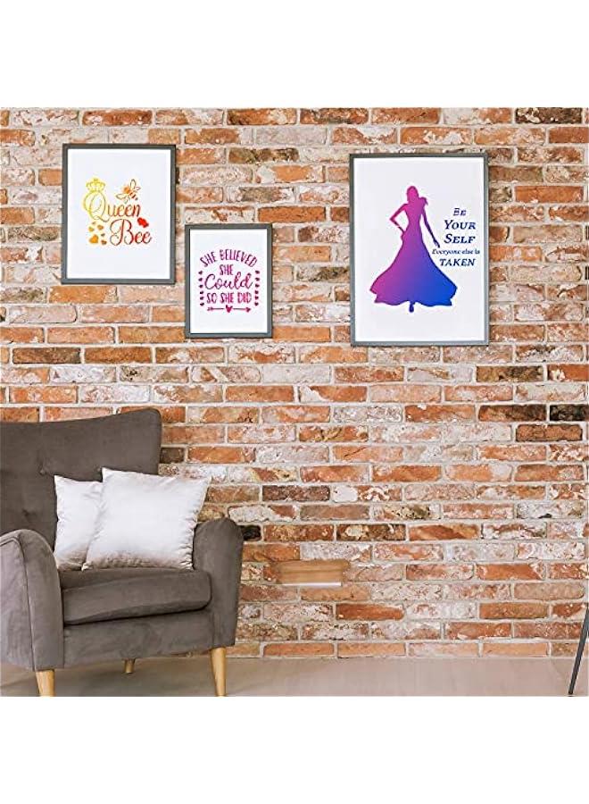 Arabest 16 Pieces Women Theme Stencils Canvas Painting Stencils Floral Female Face and Inspirational Quote Paint Lady Face for Home Wall Art Decor Painting on Canvas Paper  - Image 4