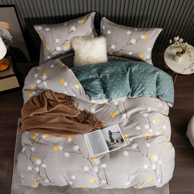 OAITE Duvet Cover Set 100% Cotton Comforter Cover with Floral Pattern Duvet Cover Set Soft Bedding Set Includes with 3 Piece (2 Pillow Shams 1 Duvet Cover) - Image 3